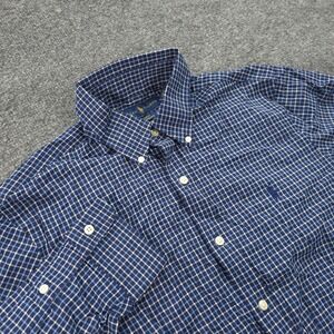 Ralph Lauren Shirt Mens Medium Blue Check Slim Fit Performance Golf Preppy